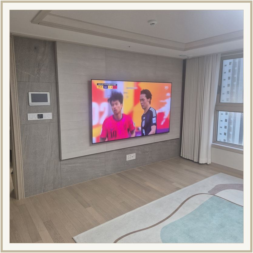 영종 · 미단 · 검암 벽걸이TV 설치 시 화면 위치를 참고할 수 있는 사진 1